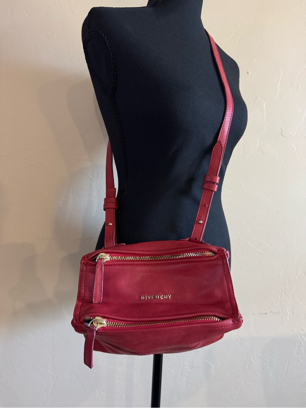 Givenchy Burgundy Leather Crossbody Bag with Gold Hardware